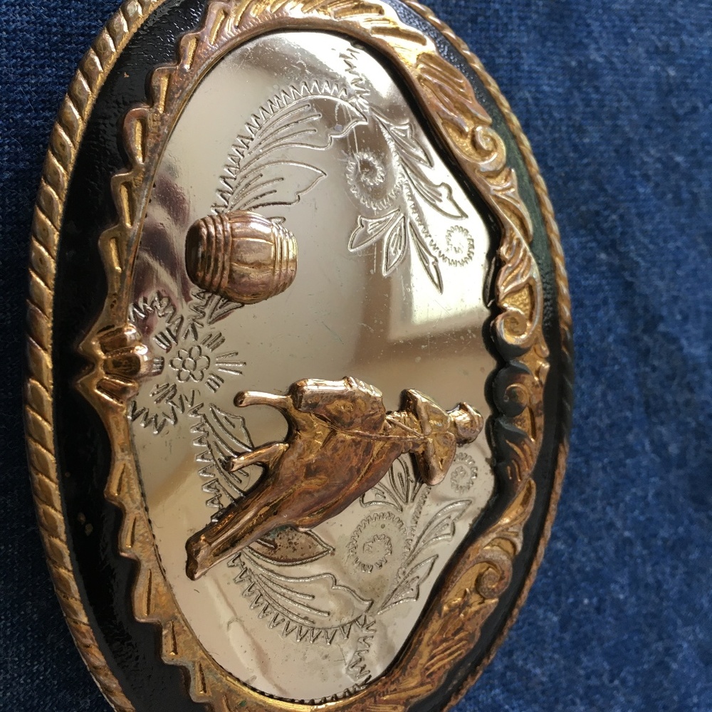 German Silver Belt Buckle- Barrel Racer